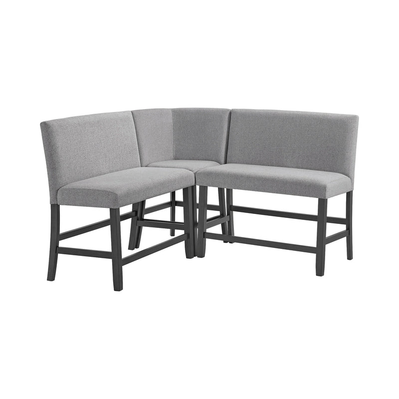 Seneca Counter 3PC Corner Bench with Grey Fabric