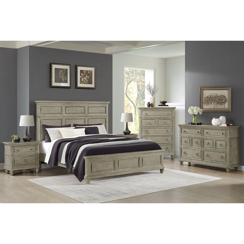 Whit-Ash Bedroom Set with 2 Nightstands in Light Grey