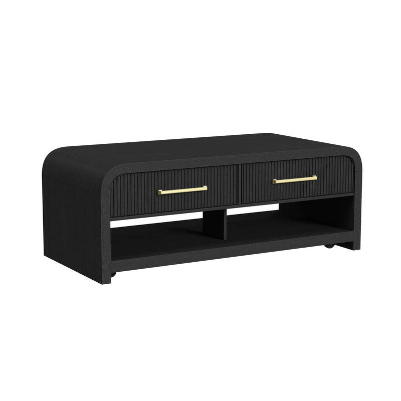 Ridgemont Coffee Table with Casters/Push Through Drawer