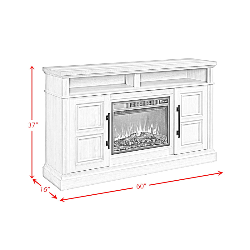 Villa Console with 23"" Fireplace Insert in White & Natural