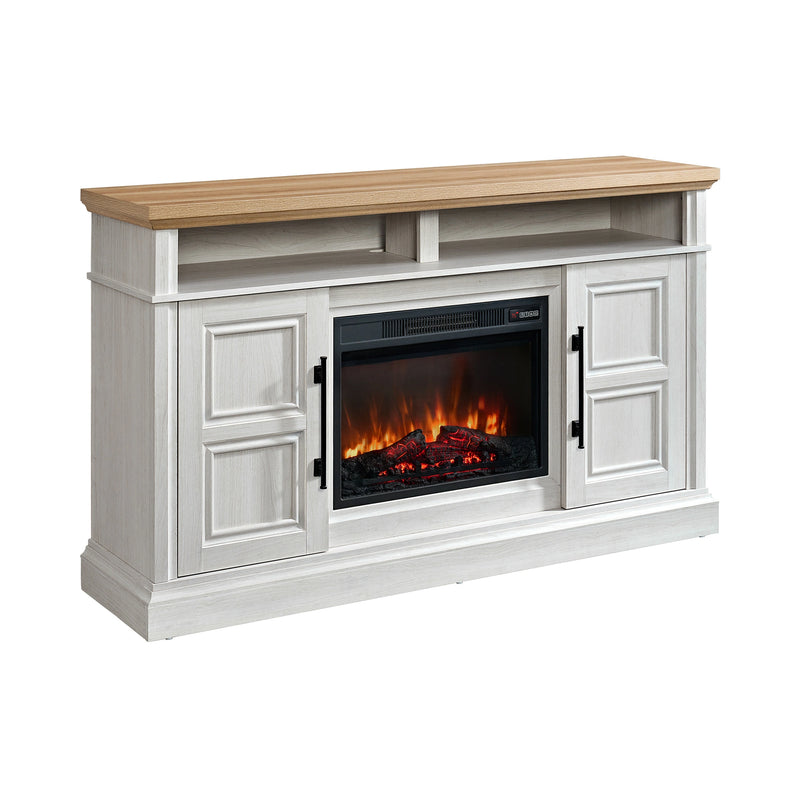 Villa Console with 23"" Fireplace Insert in White & Natural