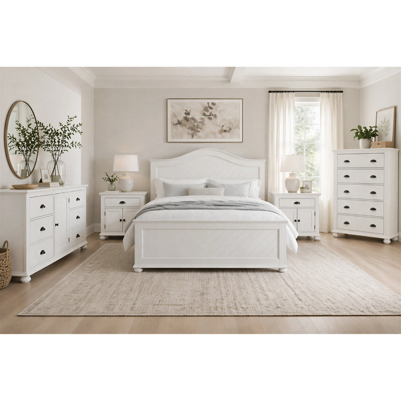 Kona Bedroom Set with 2 Nightstands in White