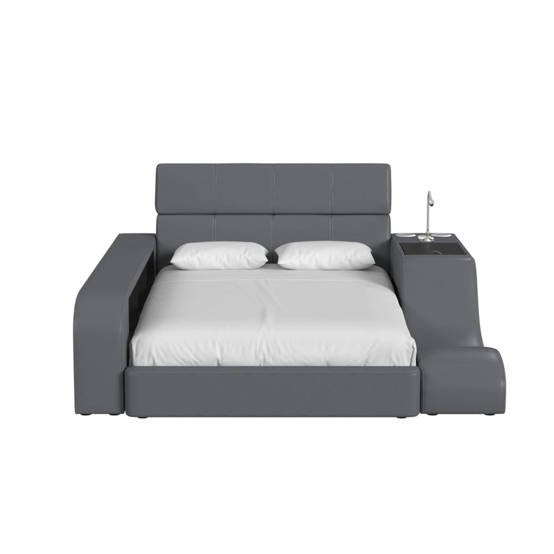 Valari Transformer Bed with Electronic Features in Grey PU