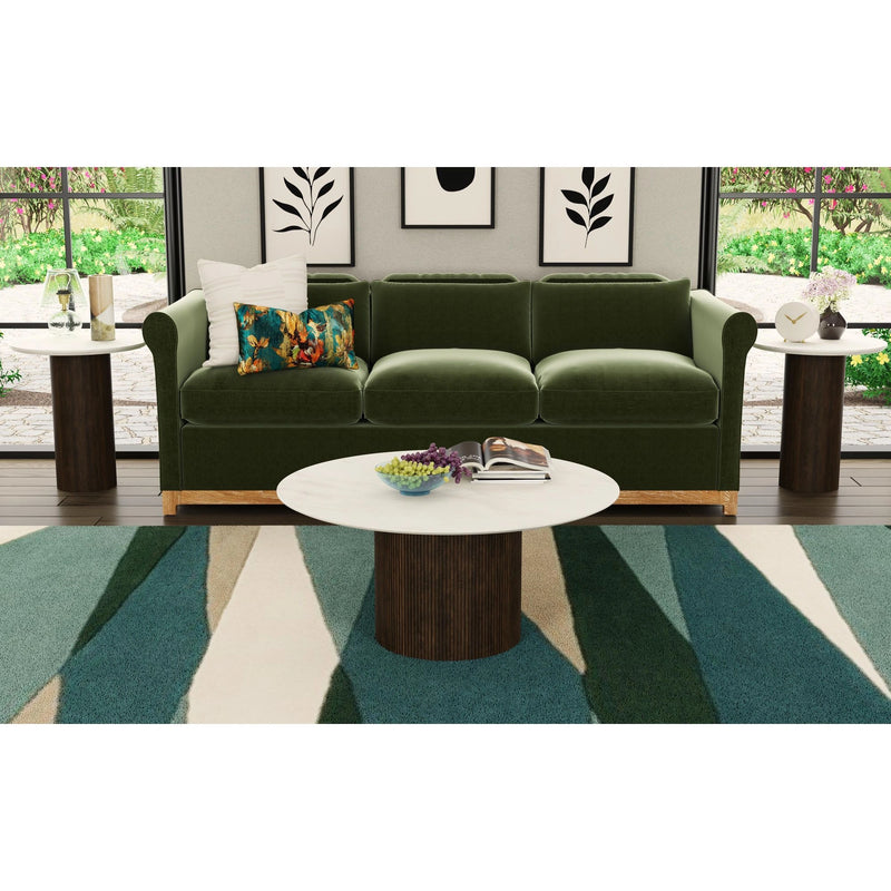 Sylvie Round End Table with White Faux Marble Top and Base