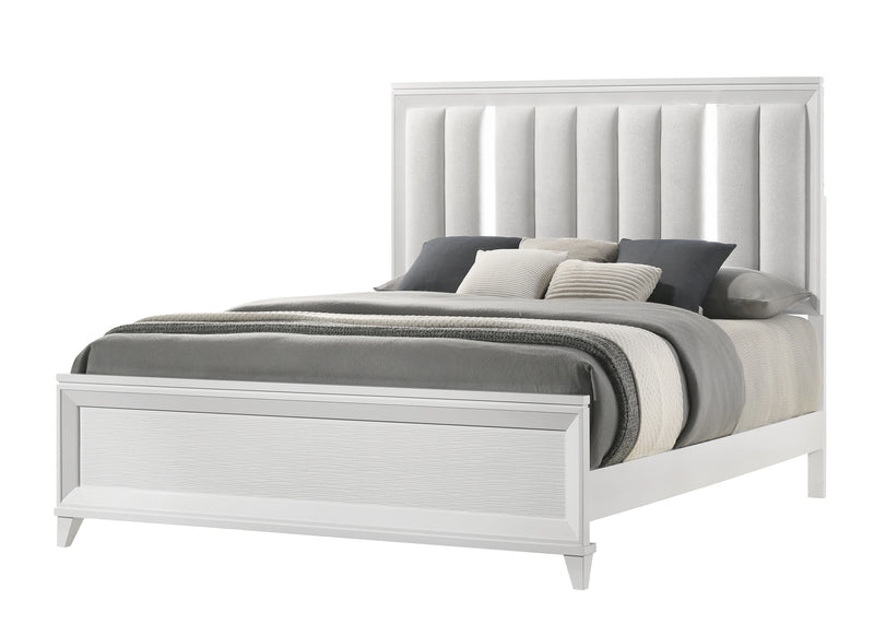 Crown Mark Furniture Cressida King Upholstered Panel Bed in White B7300-K image