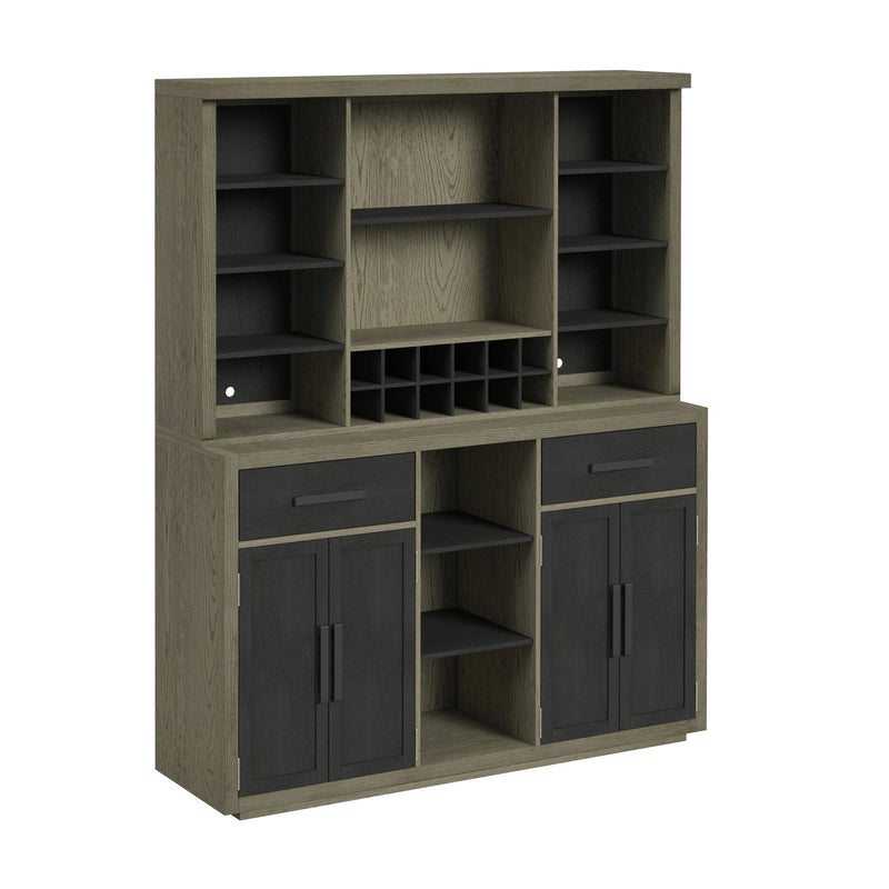 Jemma Buffet and Hutch with Light in Grey and Dark Espresso