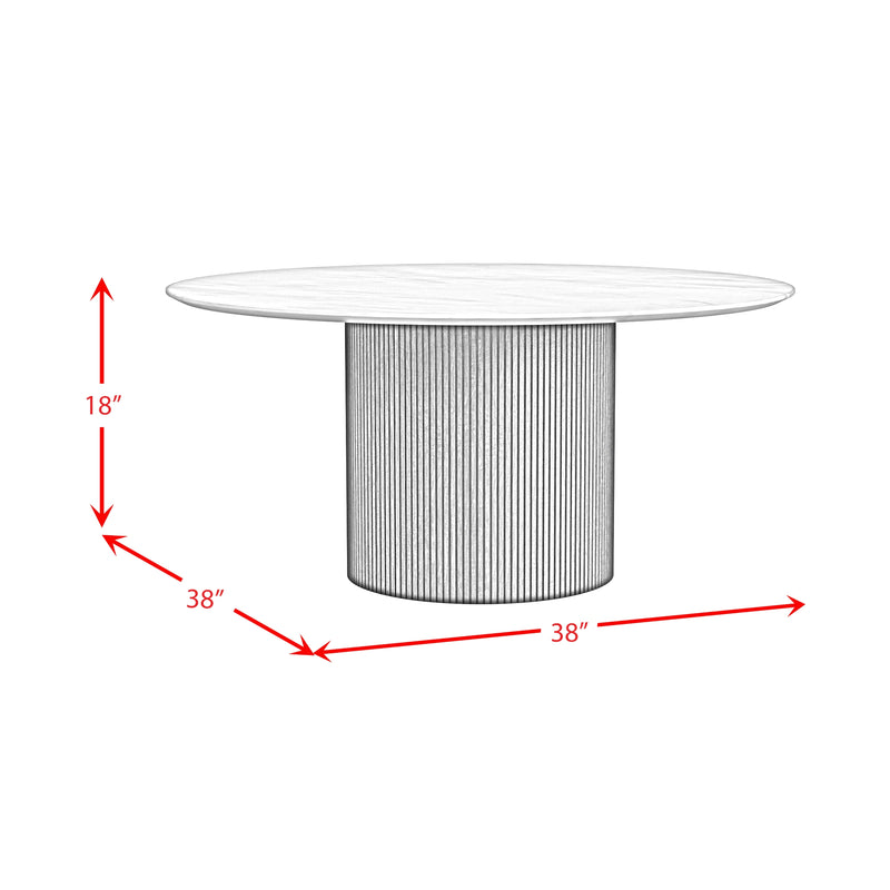 Sylvie Round Coffee Table with White Faux Marble Top and Base