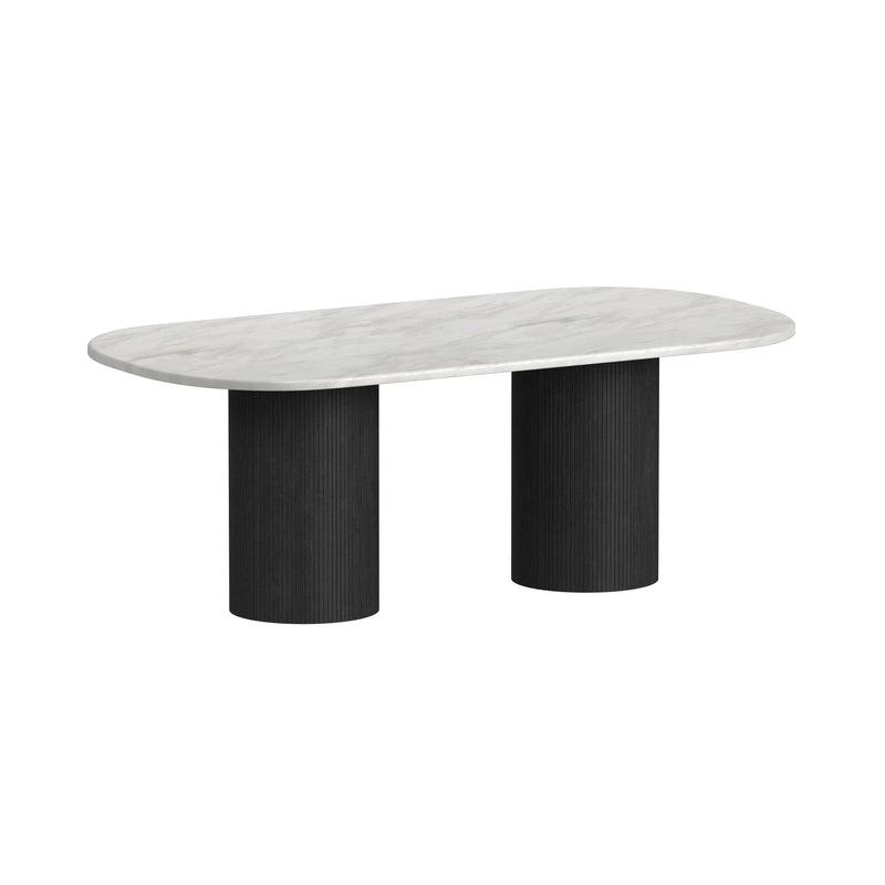 Sylvie Oval Dining Table with White Faux Marble Top