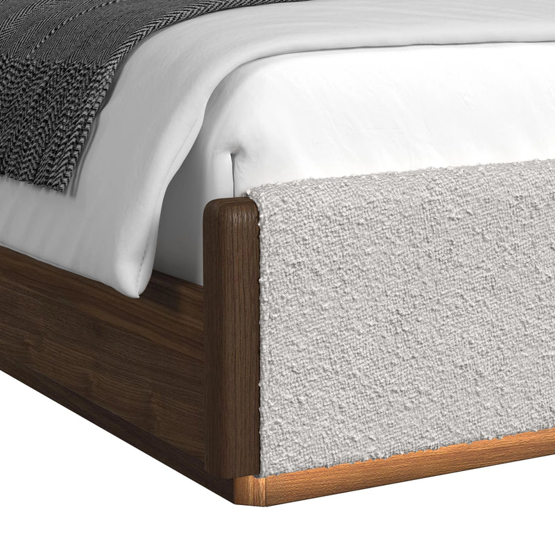 Brisbane UPH Bedroom Set with Boucle Beige and LED in Brown