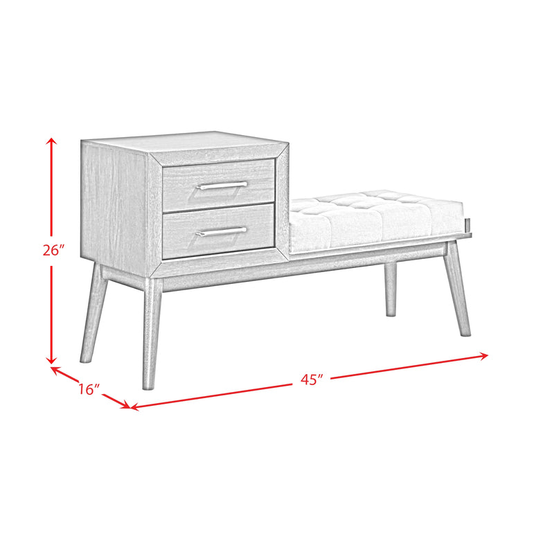 Malibu Bench with Grey Fabric in Walnut