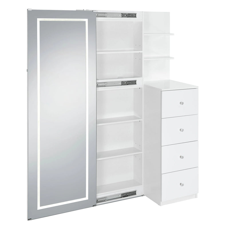 Vancouver Floor Mirror With Storage in White