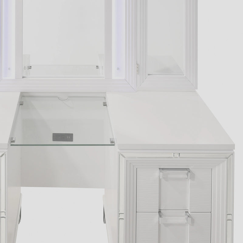 Twenty Nine Dressing Set w/LED & USB Plug in White with Stool