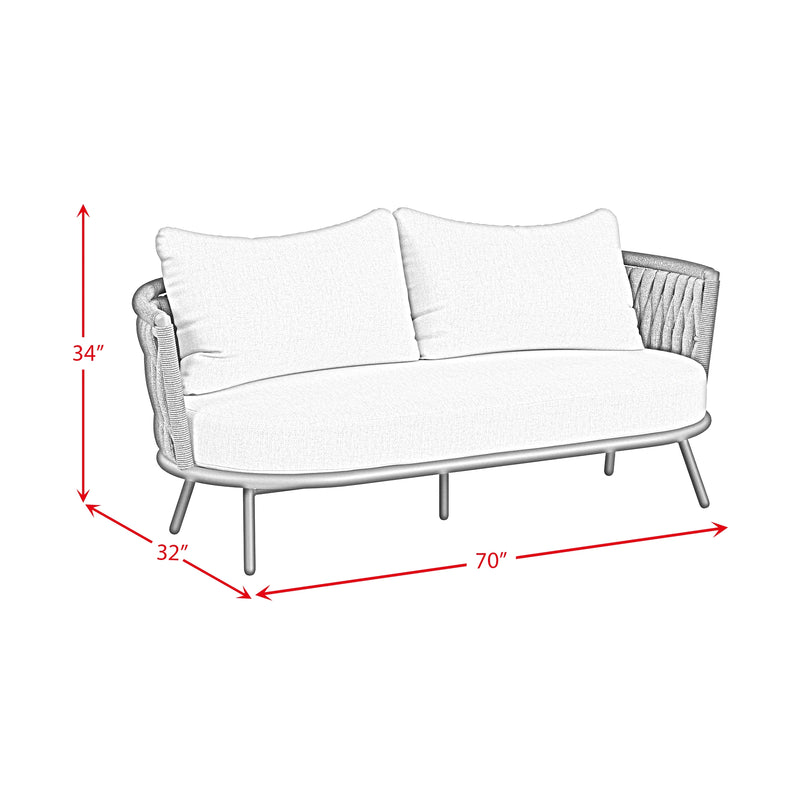 Bali Loveseat with Olefin Grey in Dark Grey