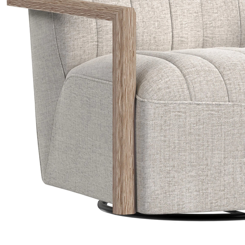 Blaze Swivel Chair in Laurence Cream with Natural Arm
