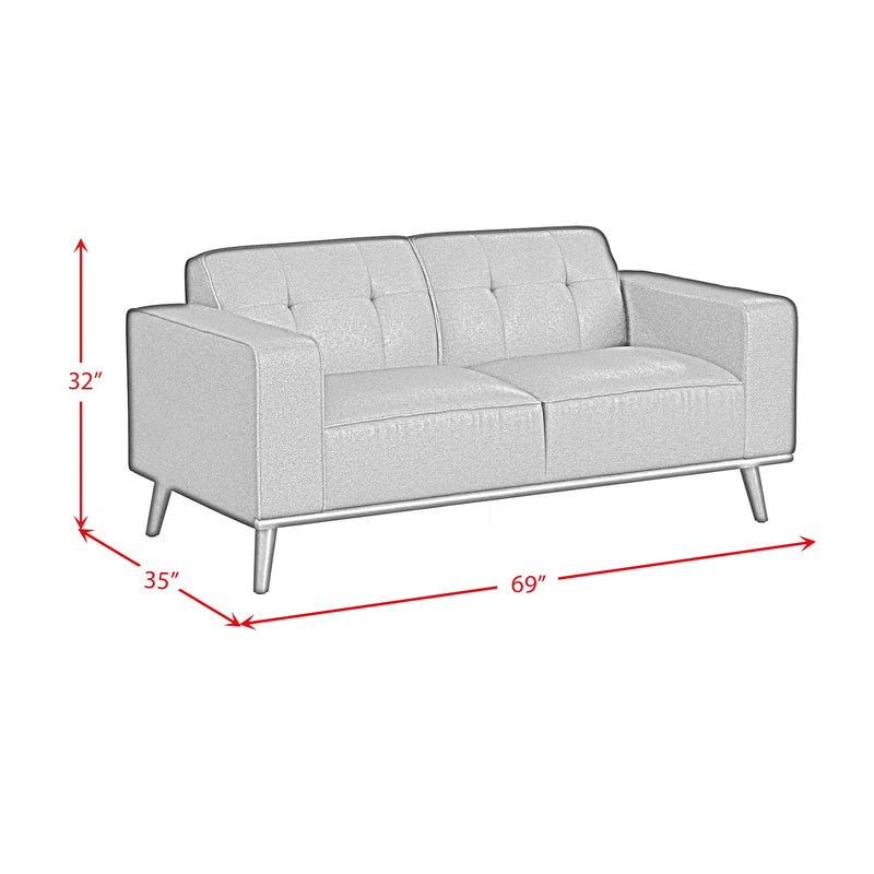Destiny Loveseat with Wood Front in Pebble Brown