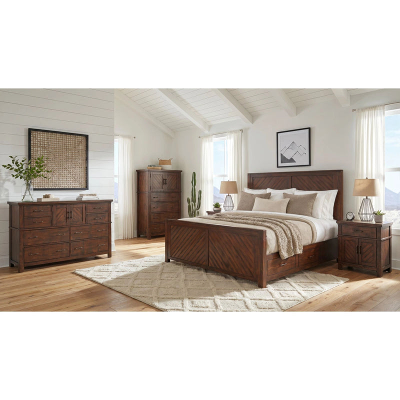 Jax Platform Storage Bedroom Set in Cherry