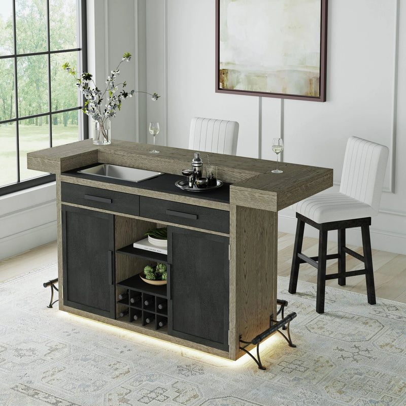 Jemma Swivel Bar Stool with Beige Linen in Dark Espresso (2 Per Carton)