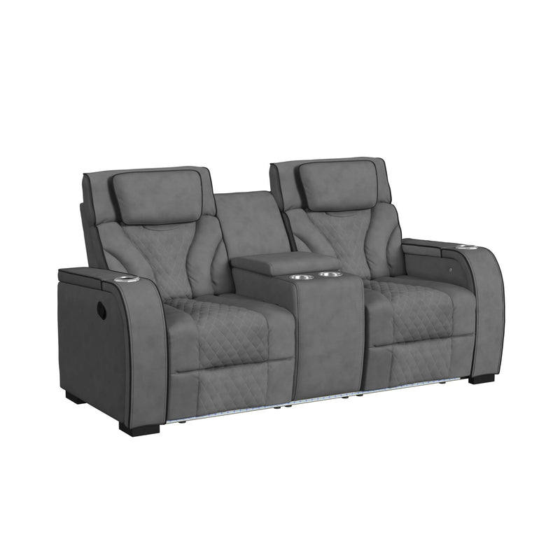 Blitz Motion Loveseat with Console, and LED