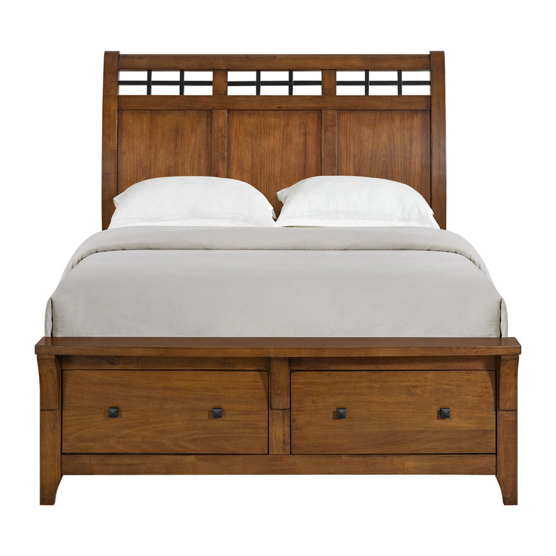 Gage Sleigh Storage Bed in Chestnut