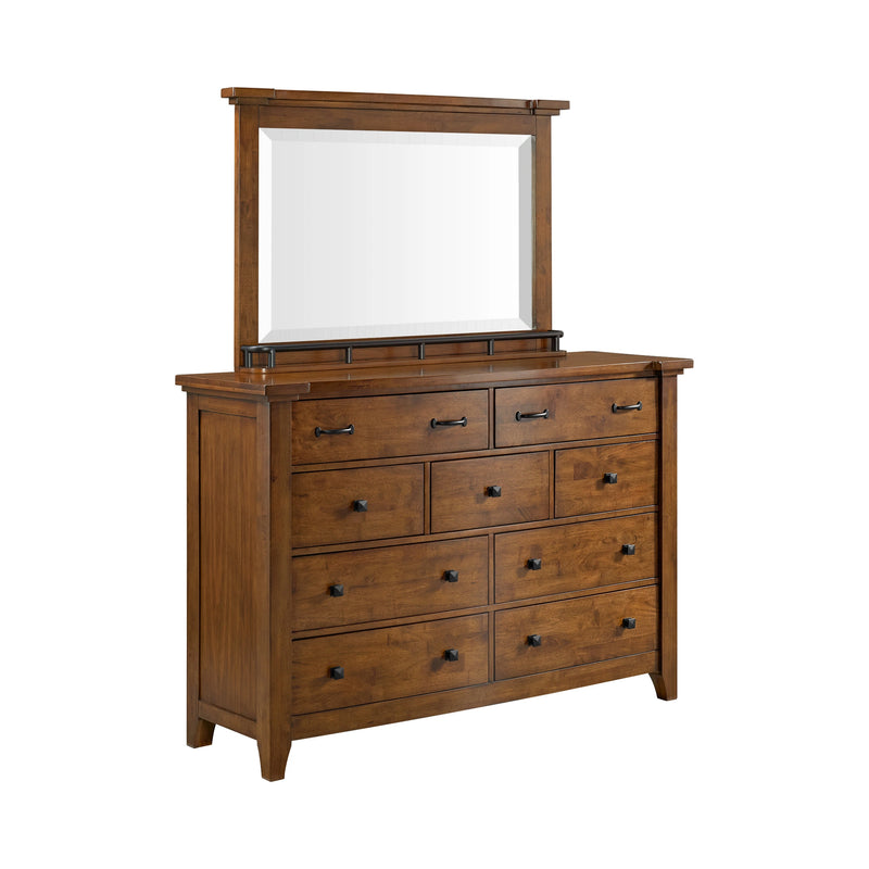 Gage Dresser & Mirror Set in Chestnut