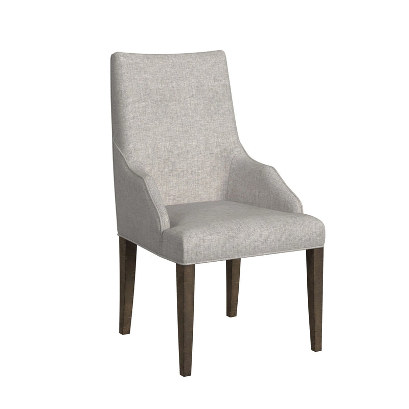 Yellowstone Dining Host Chair with Grey Fabric in Medium Brown (2 Per Carton)