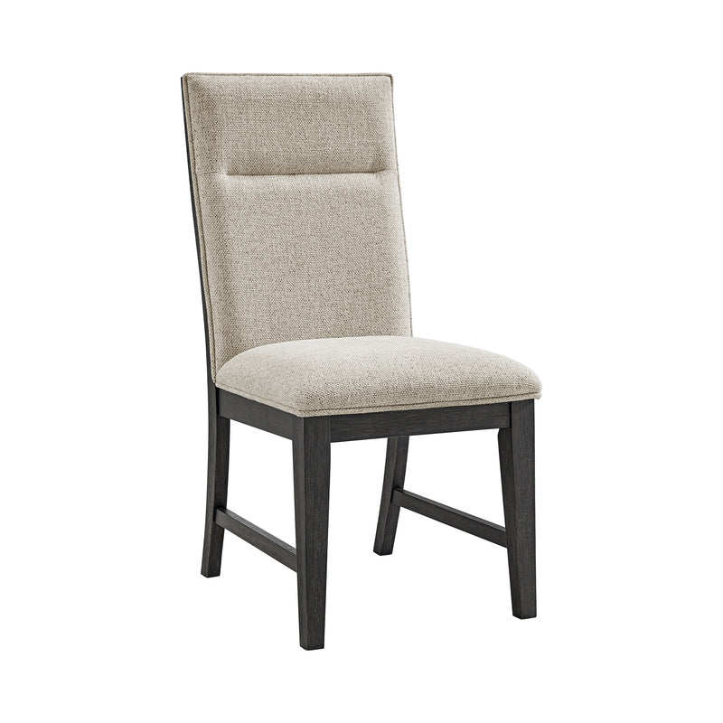 Axel 5PC Standard Height Dining Set in Espresso-Round Table and Four Light Grey Fabric Chairs