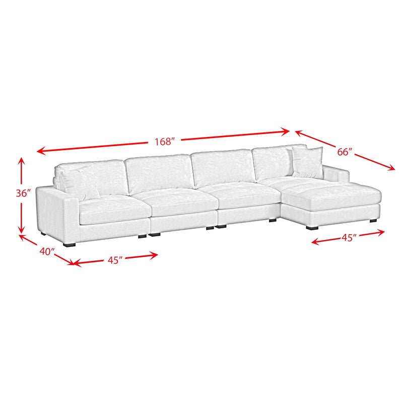 Arizona Modular Sectional Set with RHF Chaise in Steno Beige