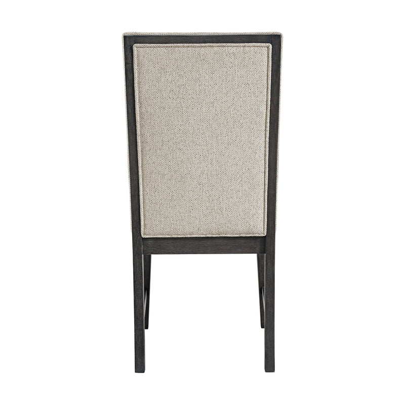 Axel 5PC Standard Height Dining Set in Espresso-Round Table and Four Light Grey Fabric Chairs