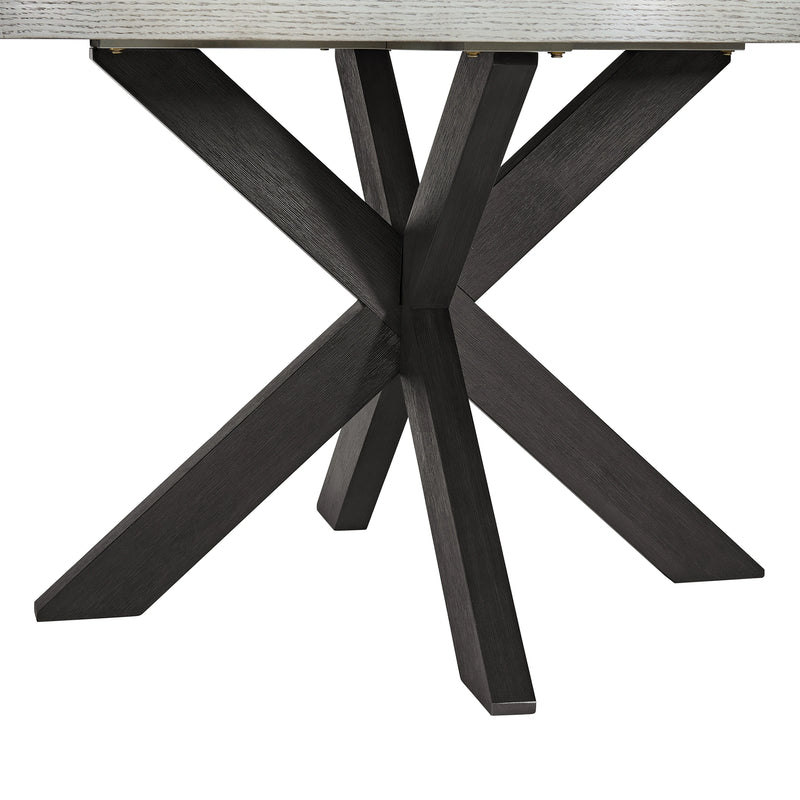 Axel 5PC Standard Height Dining Set in Espresso-Round Table and Four Light Grey Fabric Chairs