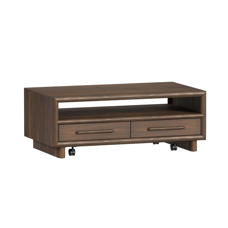 Brisbane 4-Drawer Coffee Table with Casters in Brown