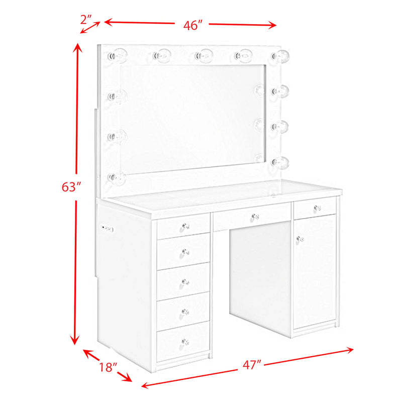 Amia Complete Dressing Table with Lightbulbs