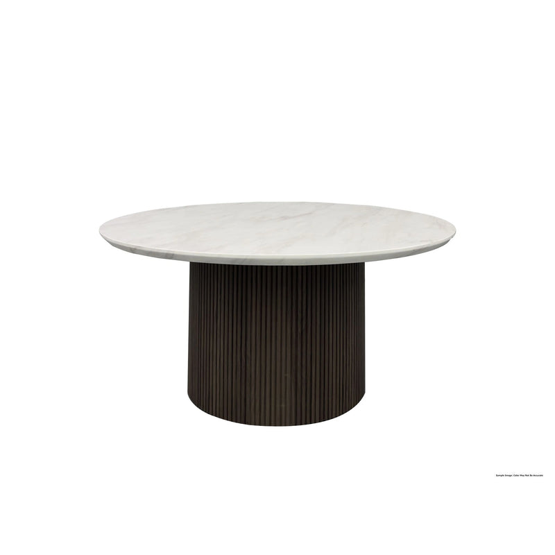 Sylvie Round Coffee Table with White Faux Marble Top and Base
