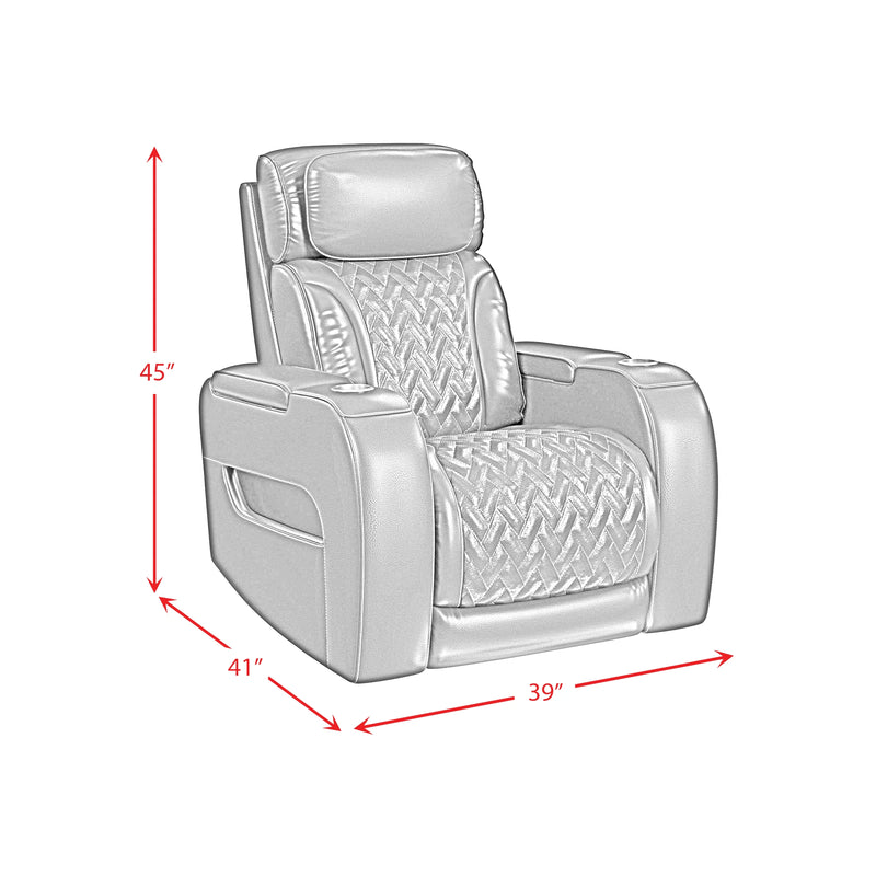 Prime Time P3 Recliner with LED and wireless charger pocket in Jett Black with Red Stitching
