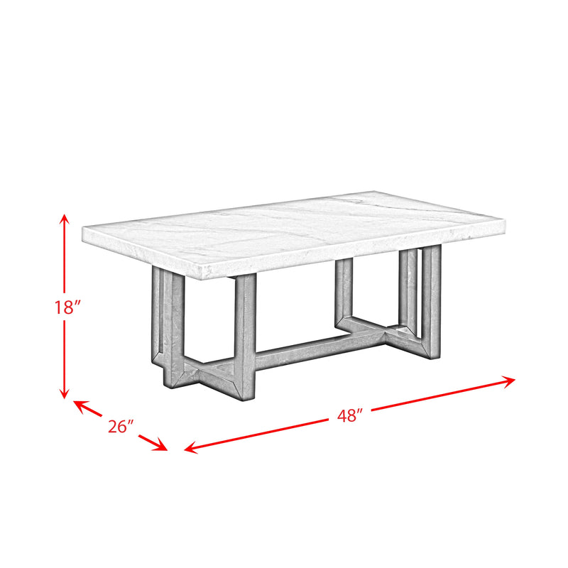 Morris Coffee Table in Espresso W/White Marble Top (3A Packing)