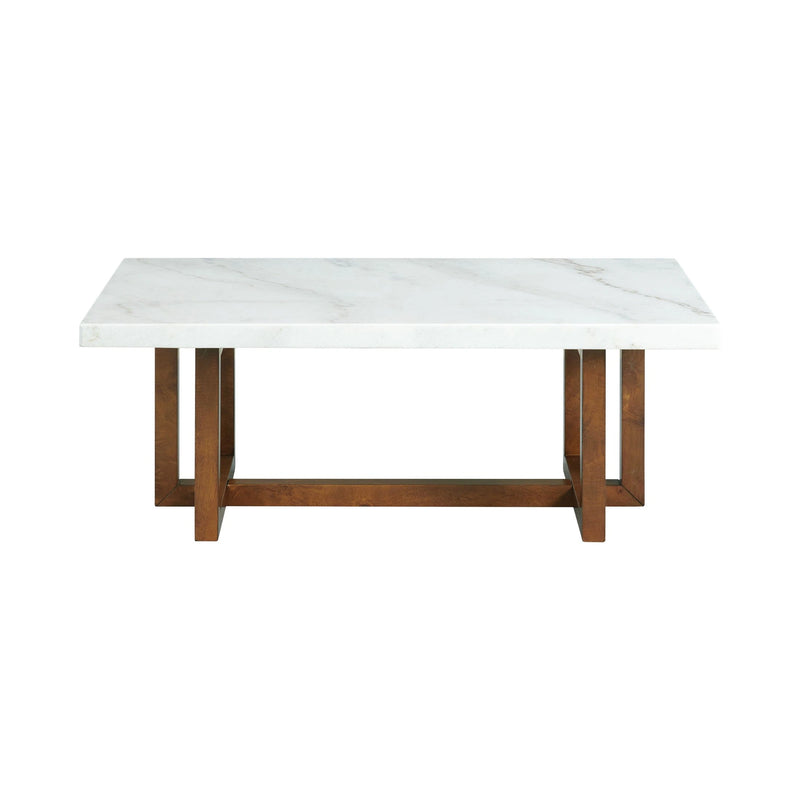 Morris Coffee Table in Espresso W/White Marble Top (3A Packing)