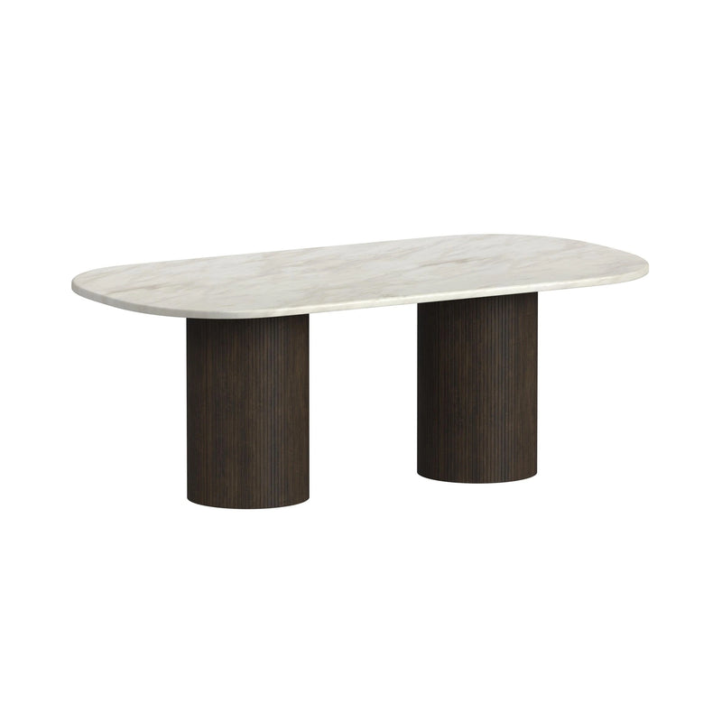 Sylvie Oval Dining Table with White Faux Marble Top