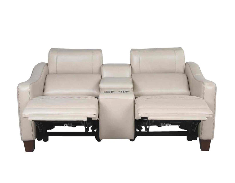Steve Silver Giorno Dual Power Leather Console Loveseat in Ivory