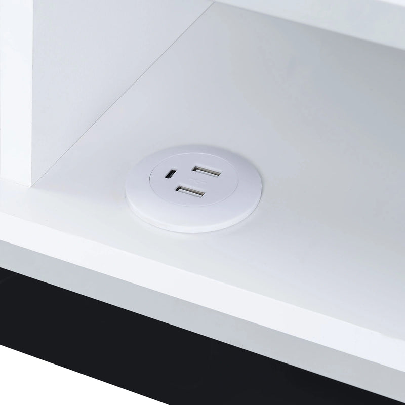 Midway 80"" TV Console with Firelight in White