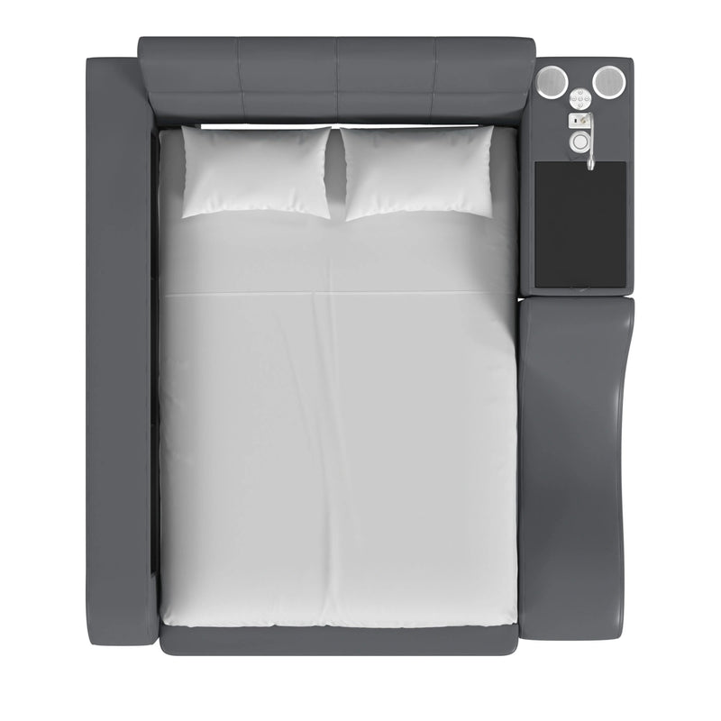 Valari Transformer Bed with Electronic Features in Grey PU