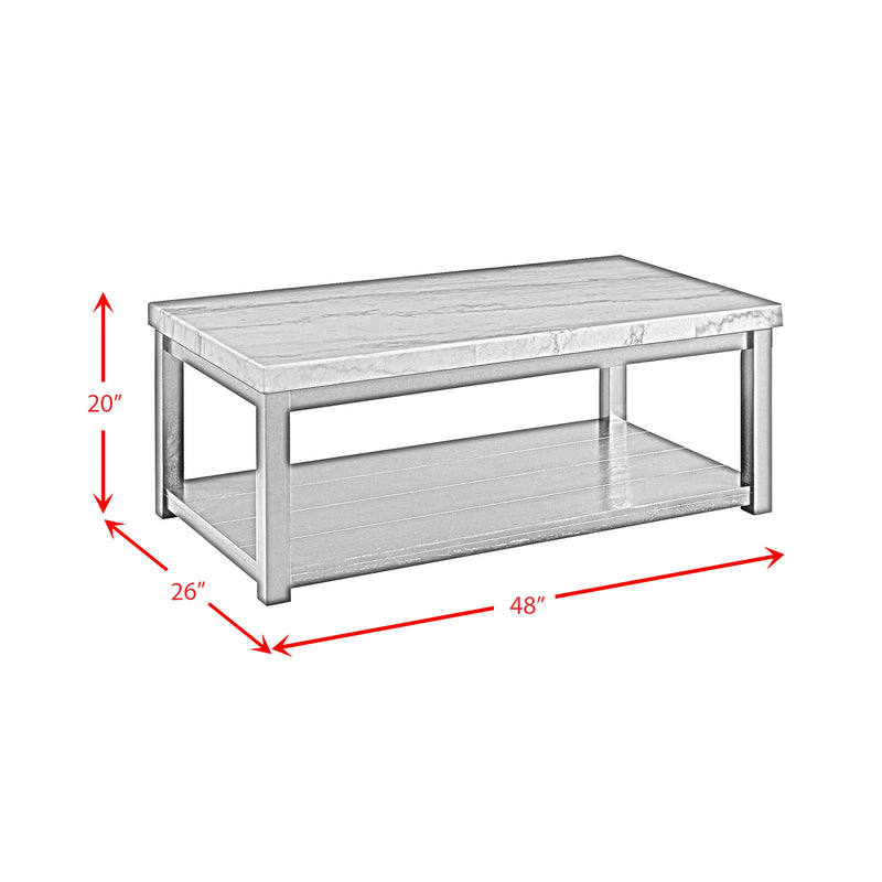 Marcello White Rectangular Coffee Table W/ Casters ISTA3 Packaging
