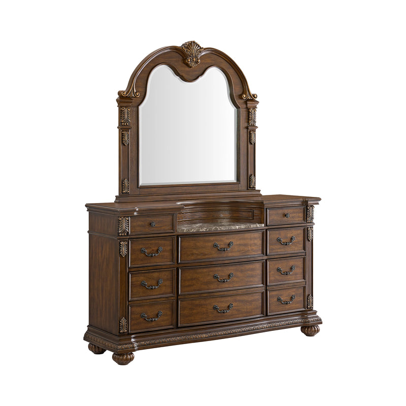 Cadenza UPH Bedroom Set with Black PU in Brown