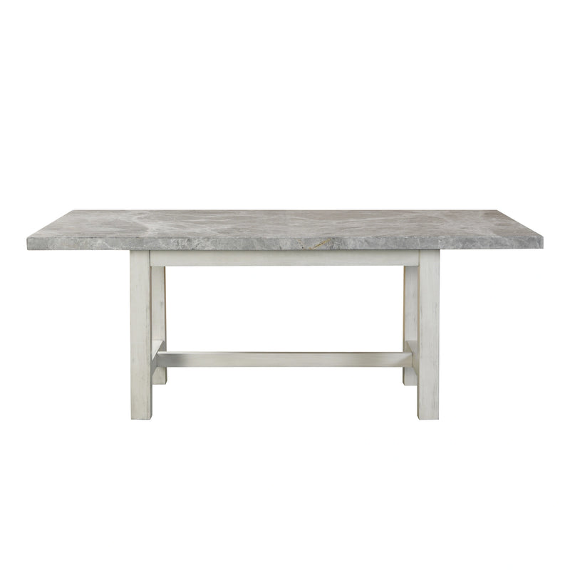 Steve Silver Canova Gray Marble Top Dining Table in Cathedral White