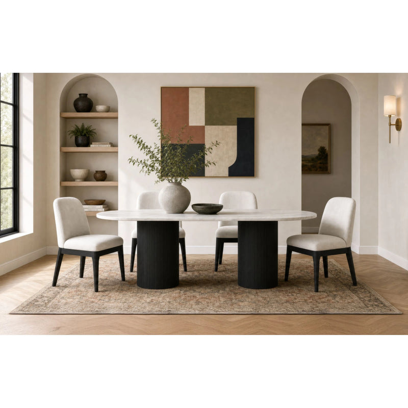 Sylvie Oval Dining Table with White Faux Marble Top