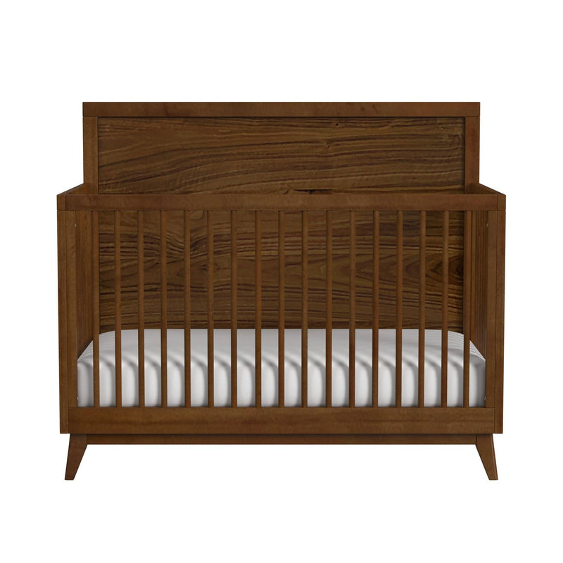 Malia Crib with High Headboard and Guardrail in Walnut