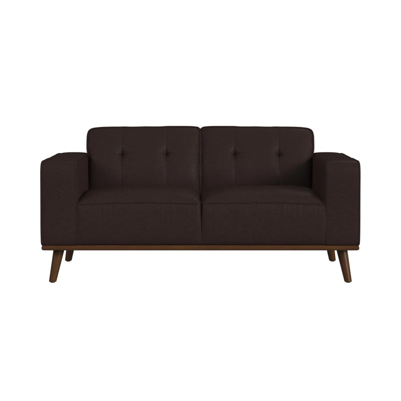 Destiny Loveseat with Wood Front in Pebble Brown
