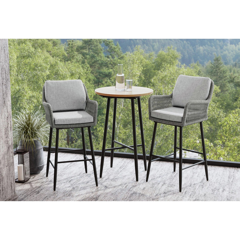 Bayhill Barstool with Grey Fabric in Black (2 Per Carton)