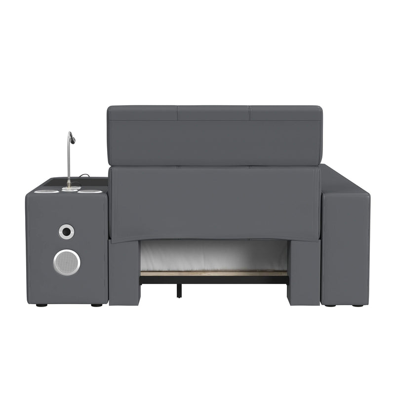 Valari Transformer Bed with Electronic Features in Grey PU