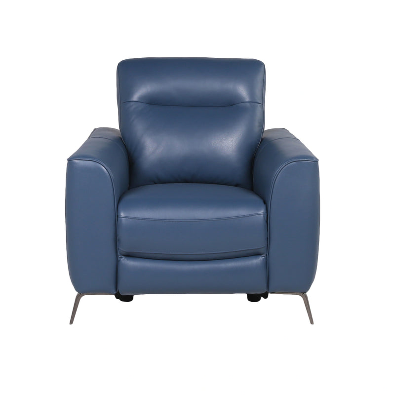 Steve Silver Sansa Dual Power Leather Recliner in Ocean Blue