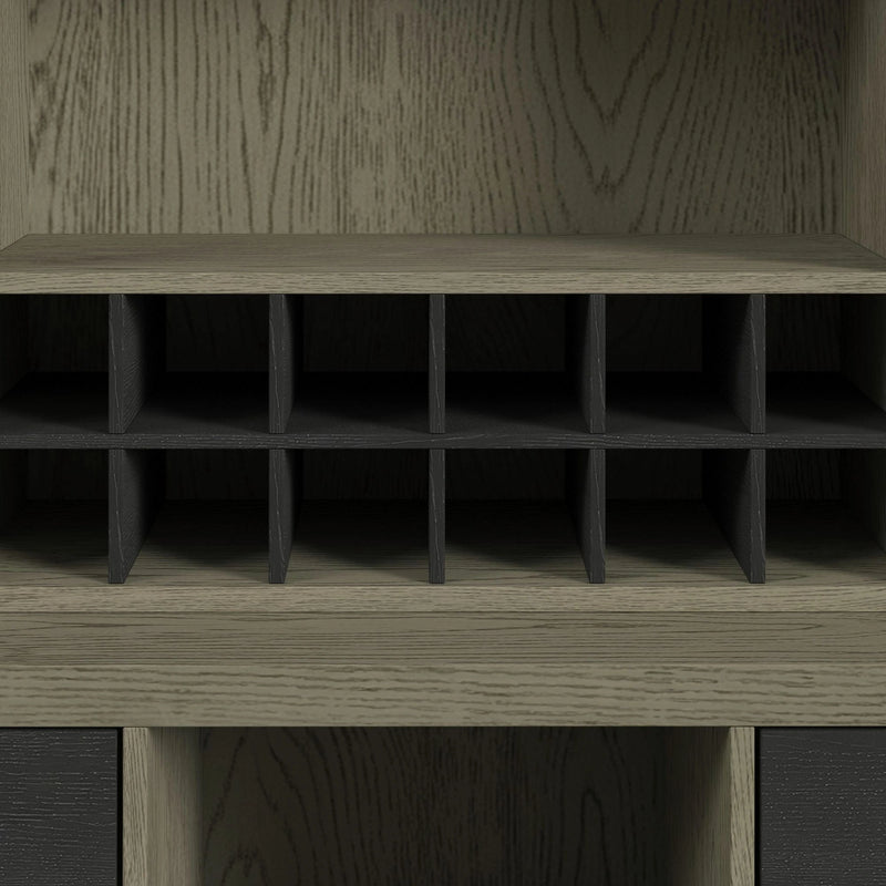 Jemma Buffet and Hutch with Light in Grey and Dark Espresso