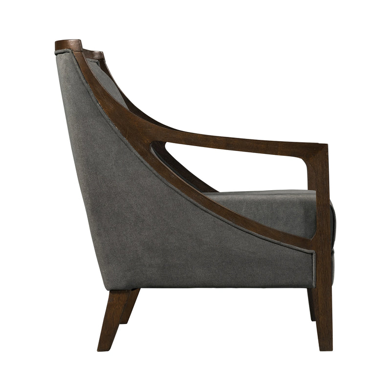 Hopkins Chair w/Brown Arm Columbia Charcoal